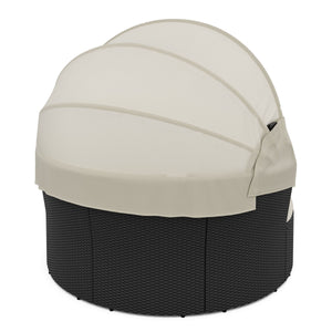 Rattan Sonneninsel mit LED PULA schwarz/beige
