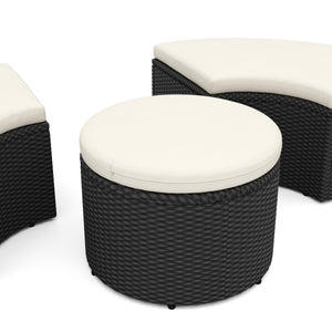 Rattan Sonneninsel mit LED PULA schwarz/beige