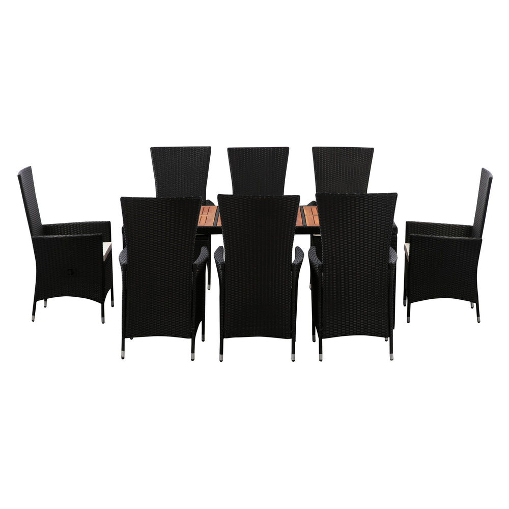 Ensemble de meubles en rotin ALBA : 1 table + 8 chaises