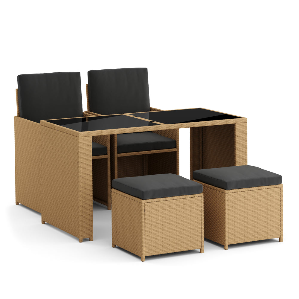 Ensemble en rotin MANUEL marron clair/anthracite