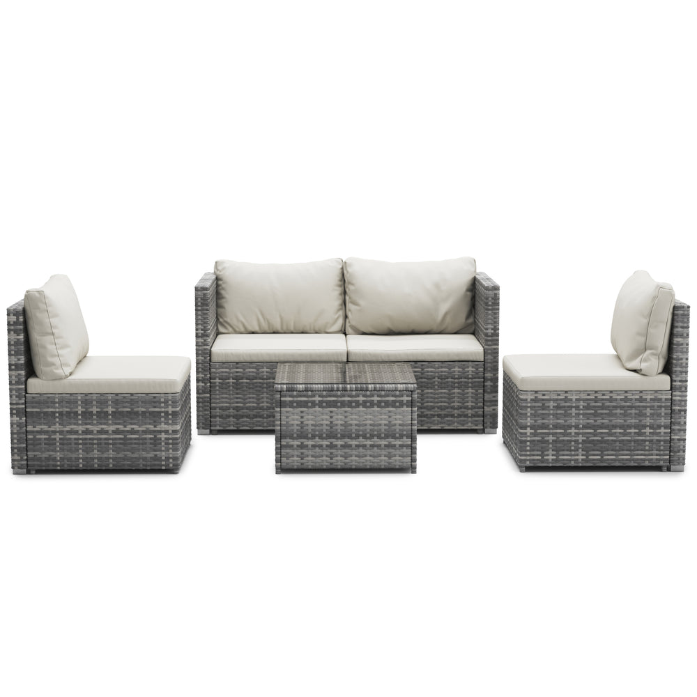 Salon en rotin CAGLIARI gris 