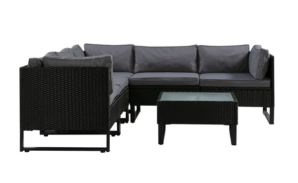 Rattanlounge CAPITOLA schwarz / anthrazit