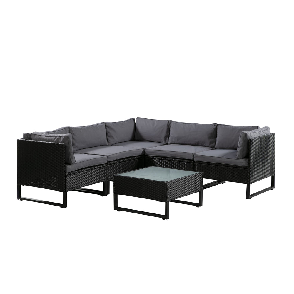 Fauteuil en rotin CAPITOLA, noir/anthracite