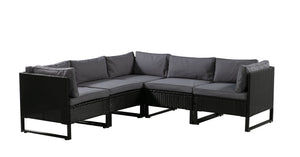 Rattanlounge CAPITOLA schwarz / anthrazit