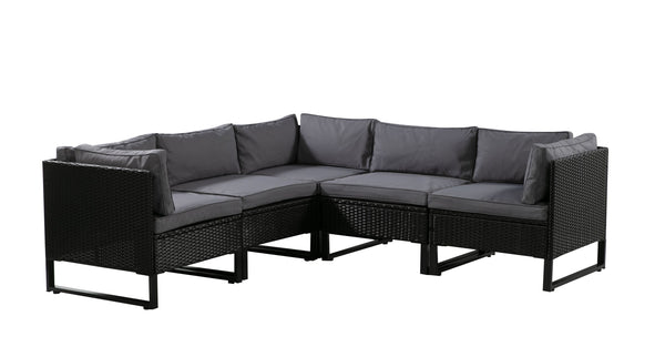 Rattanlounge CAPITOLA schwarz / anthrazit