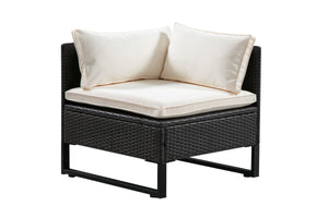 Rattanlounge CAPITOLA braun/weiss