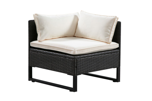 Rattanlounge CAPITOLA braun/weiss