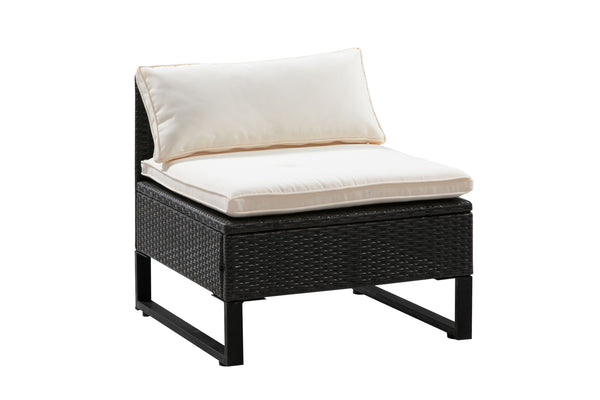 Rattanlounge CAPITOLA braun/weiss