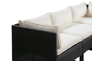 Rattanlounge CAPITOLA braun/weiss