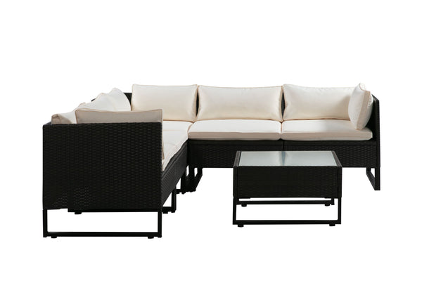 Rattanlounge CAPITOLA braun/weiss