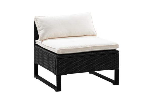 Rattanlounge CAPITOLA schwarz/weiss