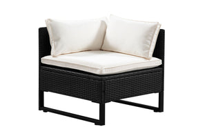 Rattanlounge CAPITOLA schwarz/weiss