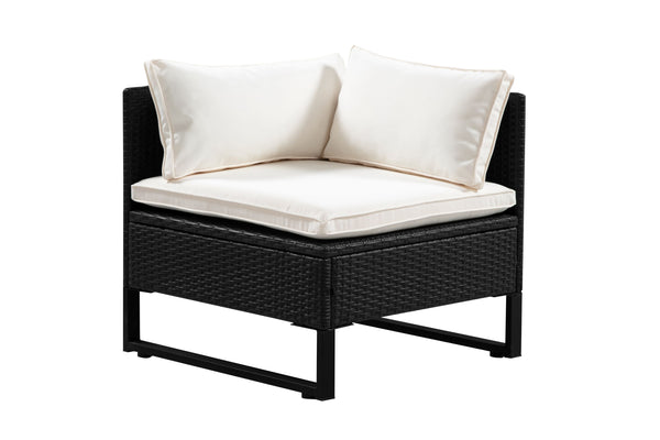 Rattanlounge CAPITOLA schwarz/weiss