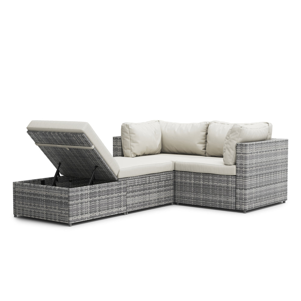 Rattan lounge garden furniture CHARLIE grey/white