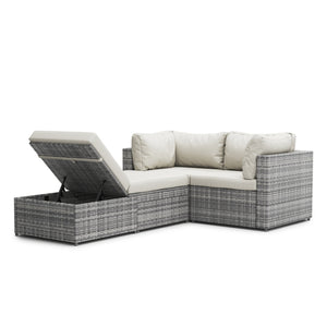 Rattan Lounge Gartenmöbel CHARLIE grau/weiss