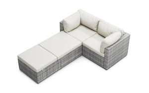 Rattan Lounge Gartenmöbel CHARLIE grau/weiss
