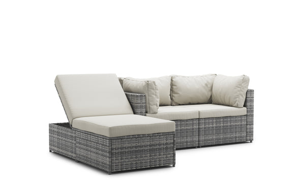 Rattan Lounge Gartenmöbel CHARLIE grau/weiss