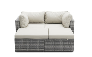 Rattan Lounge Gartenmöbel CHARLIE grau/weiss