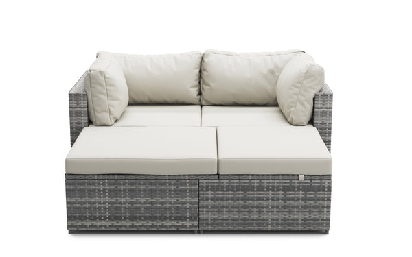 Rattan Lounge Gartenmöbel CHARLIE grau/weiss