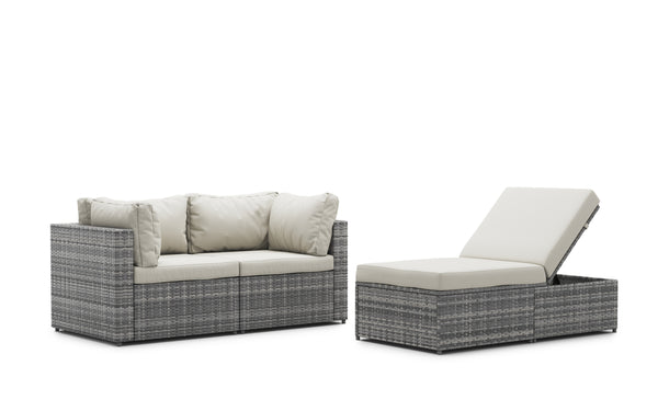 Rattan Lounge Gartenmöbel CHARLIE grau/weiss