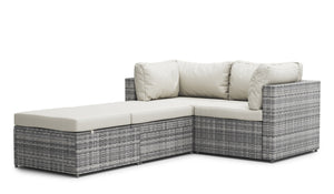 Rattan Lounge Gartenmöbel CHARLIE grau/weiss