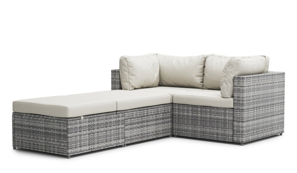 Rattan Lounge Gartenmöbel CHARLIE grau/weiss