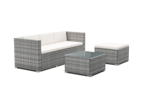 Rattanlounge NIZZA grau/beige