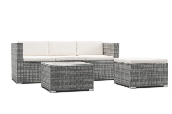 Rattanlounge NIZZA grau/beige