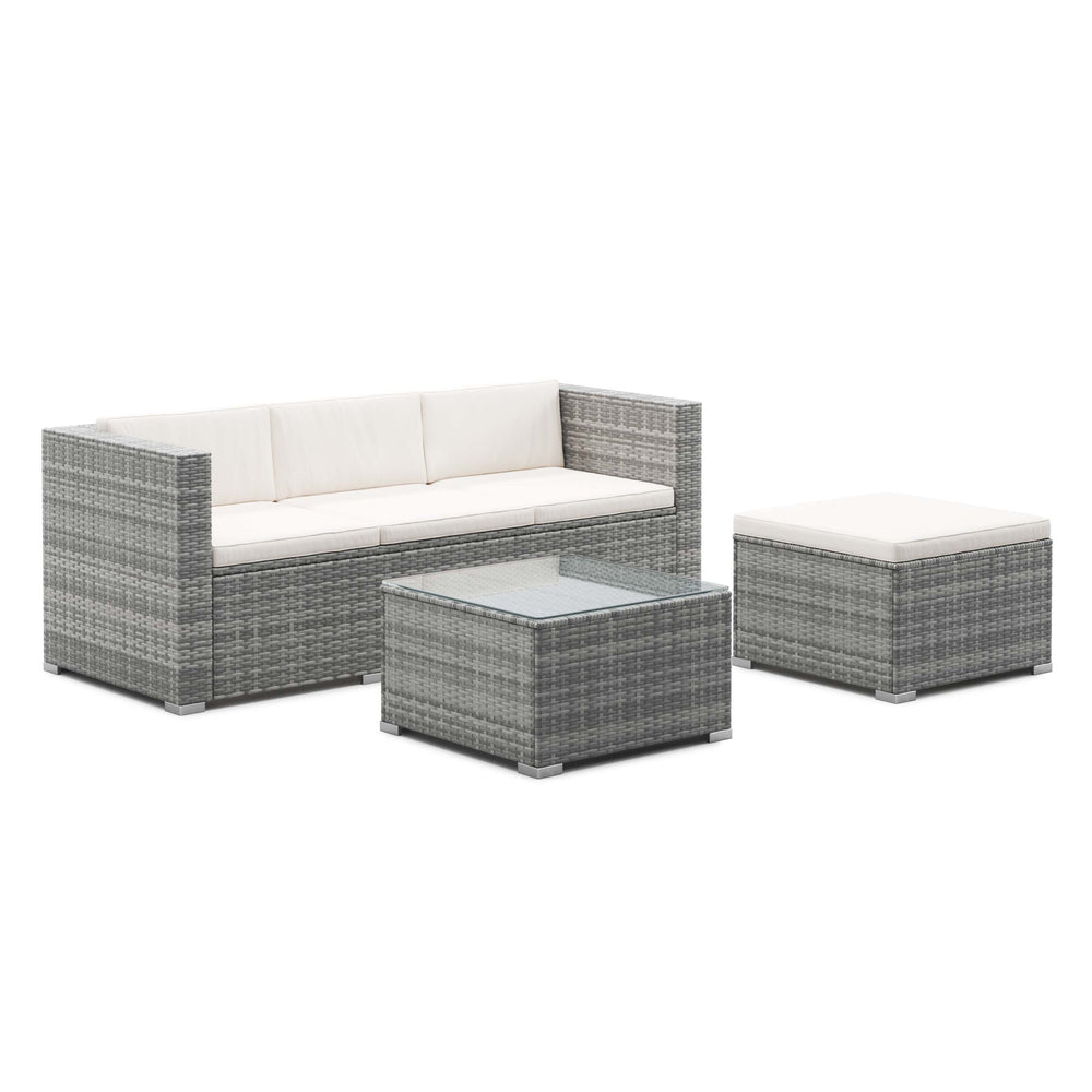 Salon en rotin NIZZA gris/beige