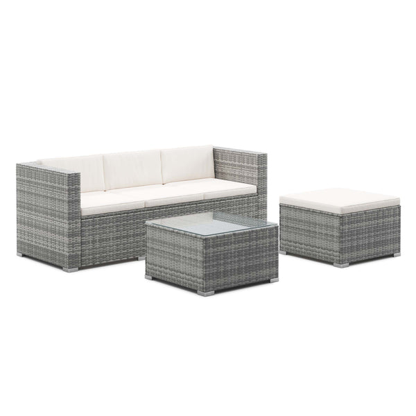 Rattanlounge NIZZA grau/beige
