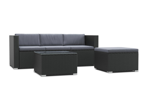 Rattanlounge NIZZA schwarz/anthrazit