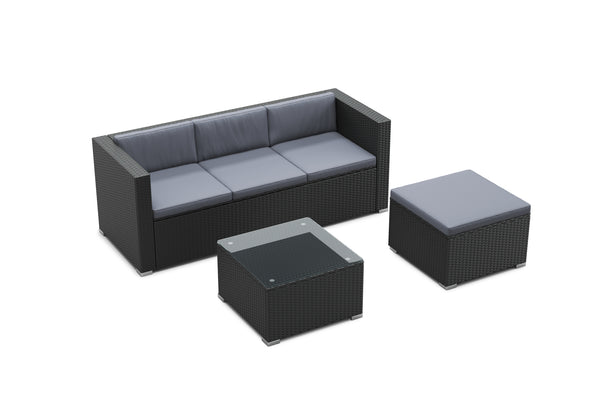 Rattanlounge NIZZA schwarz/anthrazit