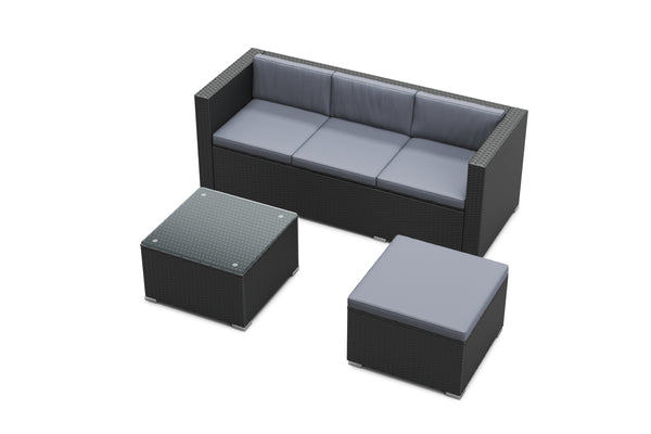Rattanlounge NIZZA schwarz/anthrazit