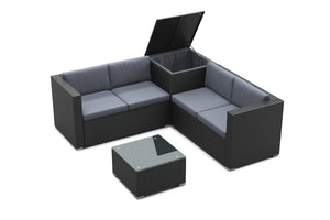 Rattanlounge SAN MARINO schwarz/anthrazit