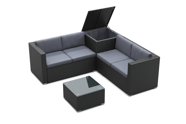Rattanlounge SAN MARINO schwarz/anthrazit