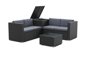 Rattanlounge SAN MARINO schwarz/anthrazit