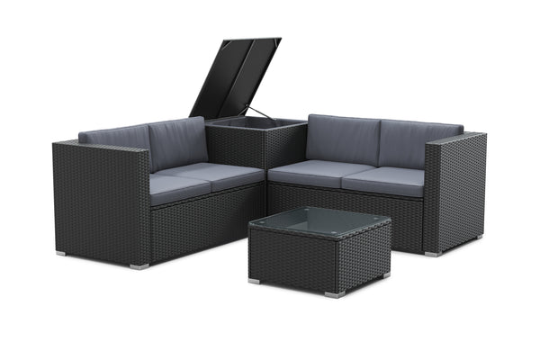 Rattanlounge SAN MARINO schwarz/anthrazit