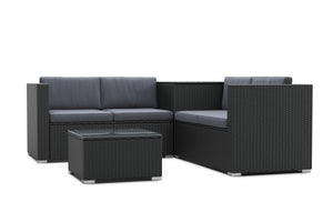 Rattanlounge SAN MARINO schwarz/anthrazit