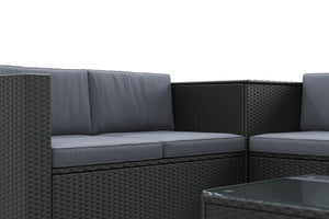 Rattanlounge SAN MARINO schwarz/anthrazit