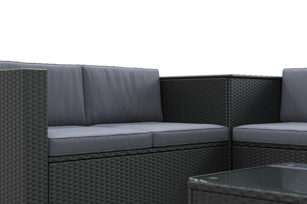 Rattanlounge SAN MARINO schwarz/anthrazit