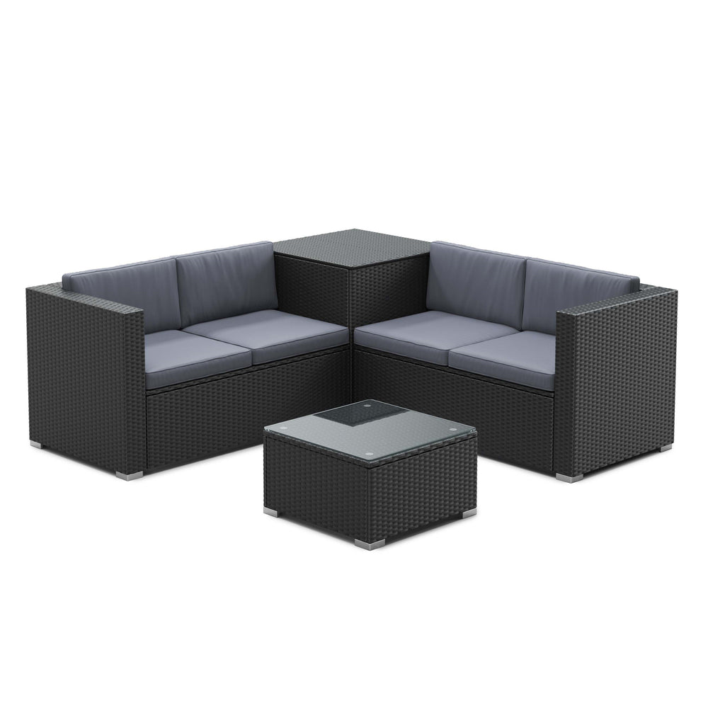 Salon de jardin en rotin San Marino, noir/anthracite
