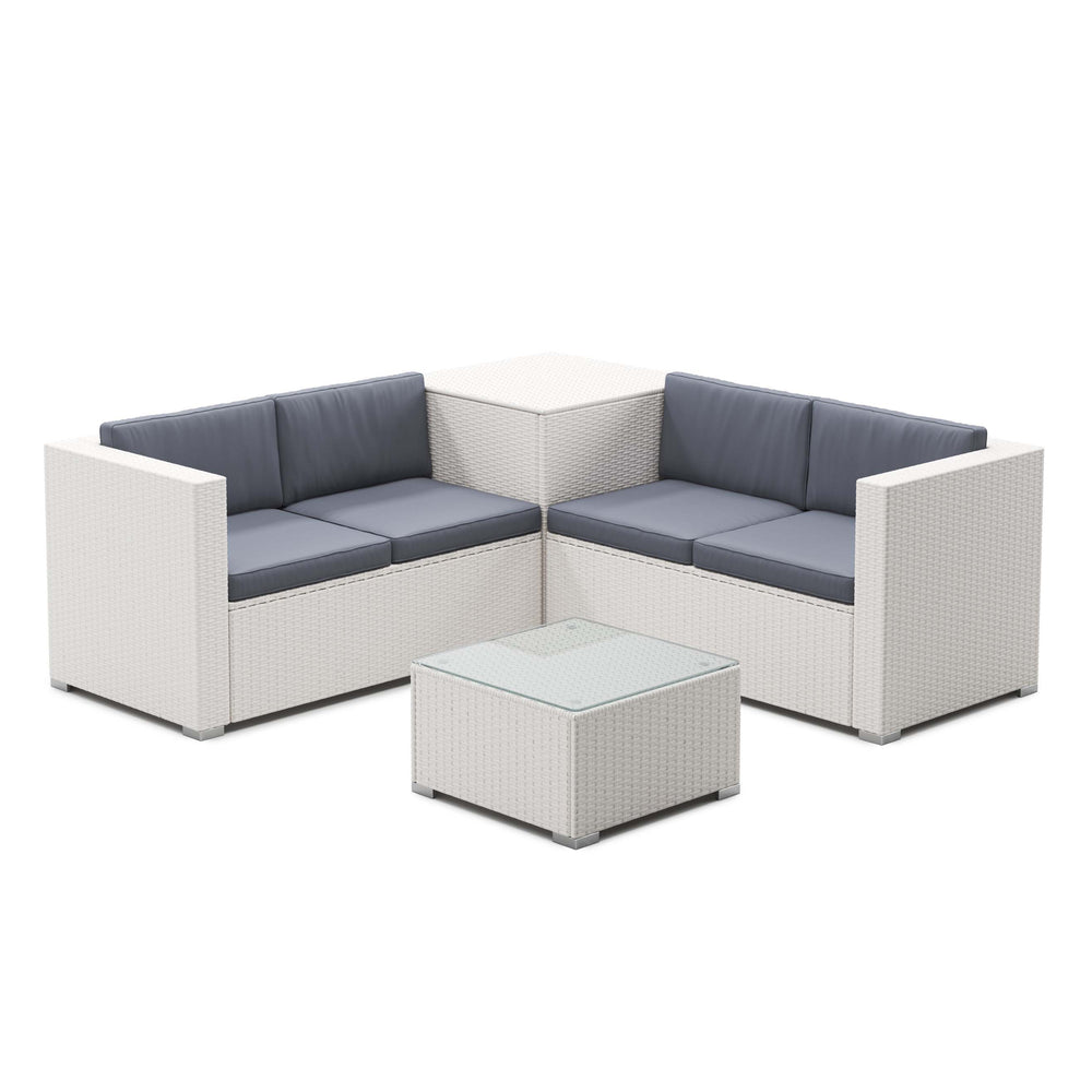 Salon en rotin SAN MARINO blanc/anthracite