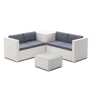 Rattanlounge SAN MARINO weiss/anthrazit