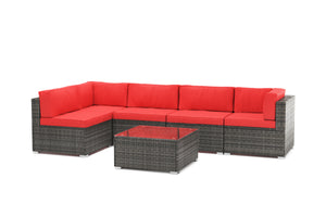 Eckteil Rattanlounge KRETA grau / rot