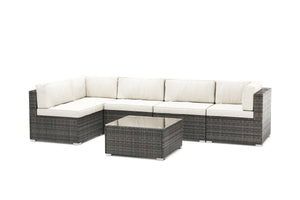 Eckteil Rattanlounge KRETA grau / weiss