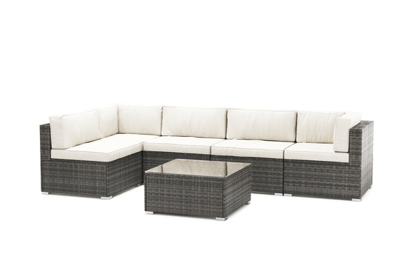 Eckteil Rattanlounge KRETA grau / weiss