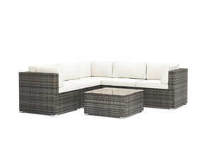 Eckteil Rattanlounge KRETA grau / weiss