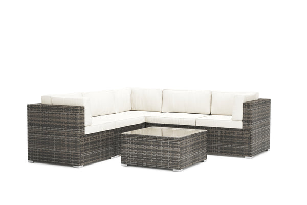 Eckteil Rattanlounge KRETA grau / weiss