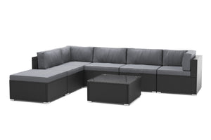 Eckteil Rattanlounge KRETA schwarz / anthrazit