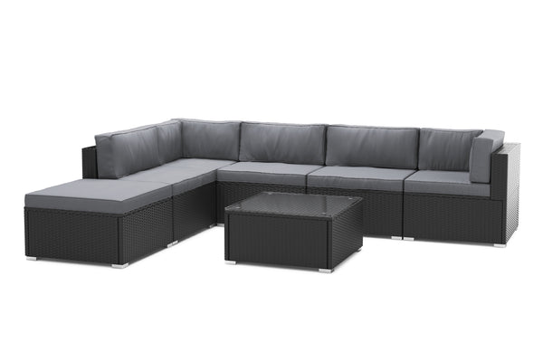 Mittelteil Rattanlounge KRETA schwarz / anthrazit